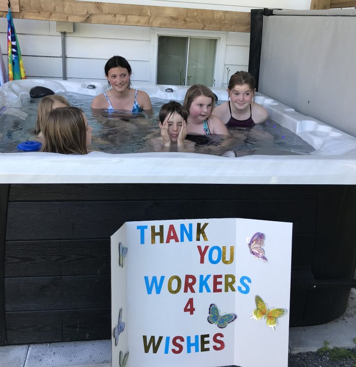 Photo of Zoe is granted a hot tub